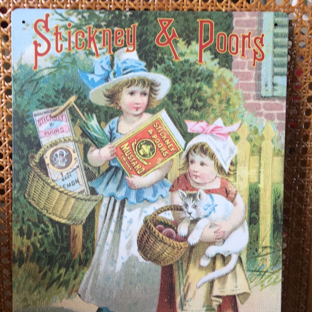 Old fashion metal sign girls with cat trip market
